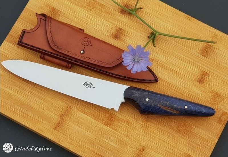 Citadel Forest Bluebeech and Leather Sheath- Kitchen Knife